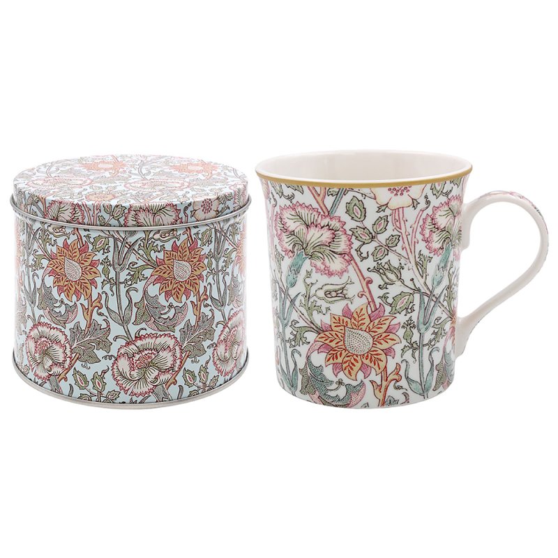 Porcelanska šolja u metalnoj kutiji MORRIS PINK & ROSE 