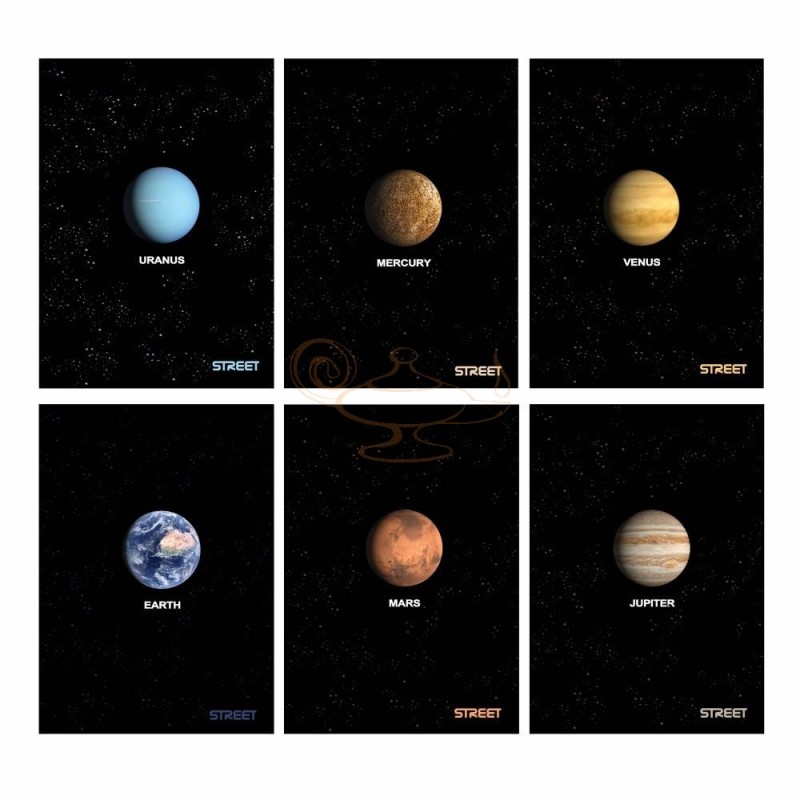 Sveska A5 PLANETS, 54L, Kvadratići (više motiva) 