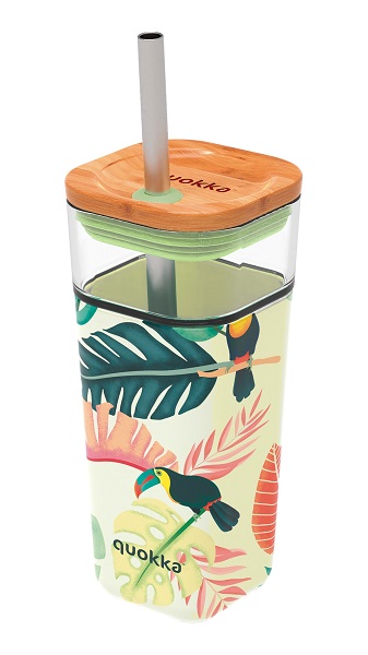 Staklena čaša sa slamčicom QUOKKA TROPICAL TOUCANS 540ml 