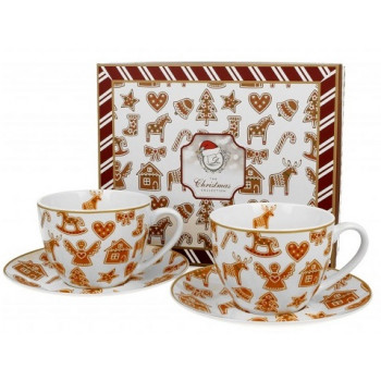 SET OD 2 ŠOLJE SA TANJIRIĆIMA GINGERBREAD WHITE 