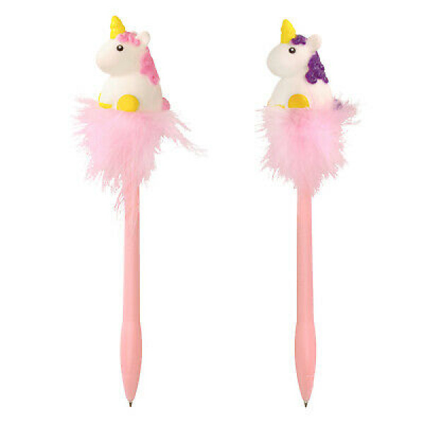 Hemijska olovka PLASTIC PEN WITH LIGHT UNICORN POM POM 