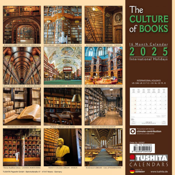 Zidni kalendar THE CULTURE OF BOOKS 2025 