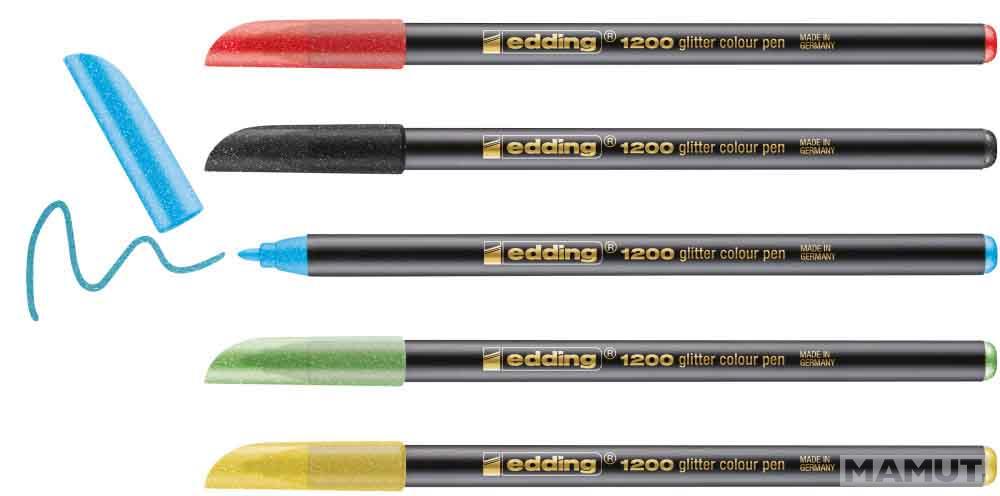 FLOMASTERI E-1200 1-3MM GLITTER , SET 1/5 STANDARDNE BOJE EDDING SORTIRANO 