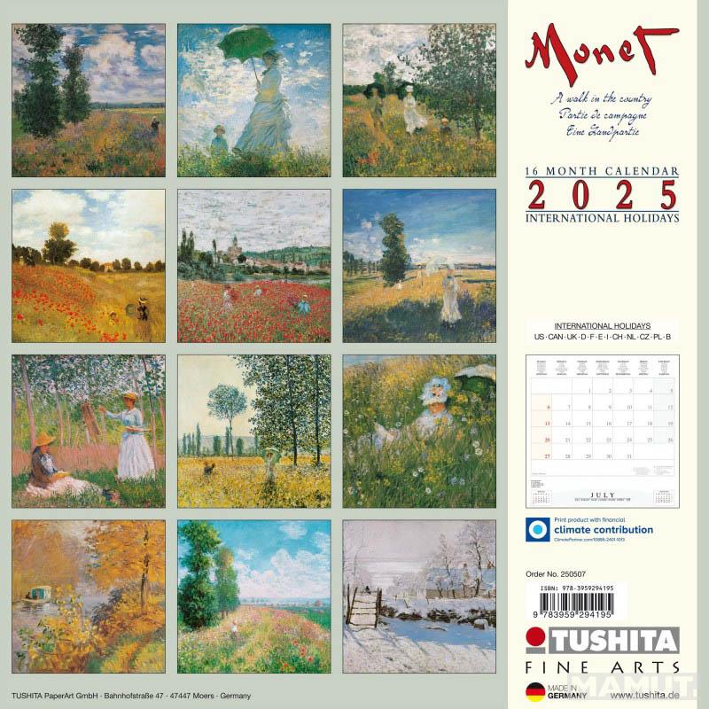 Zidni kalendar CLAUDE MONET - A WALK IN THE COUNTRY 2025 